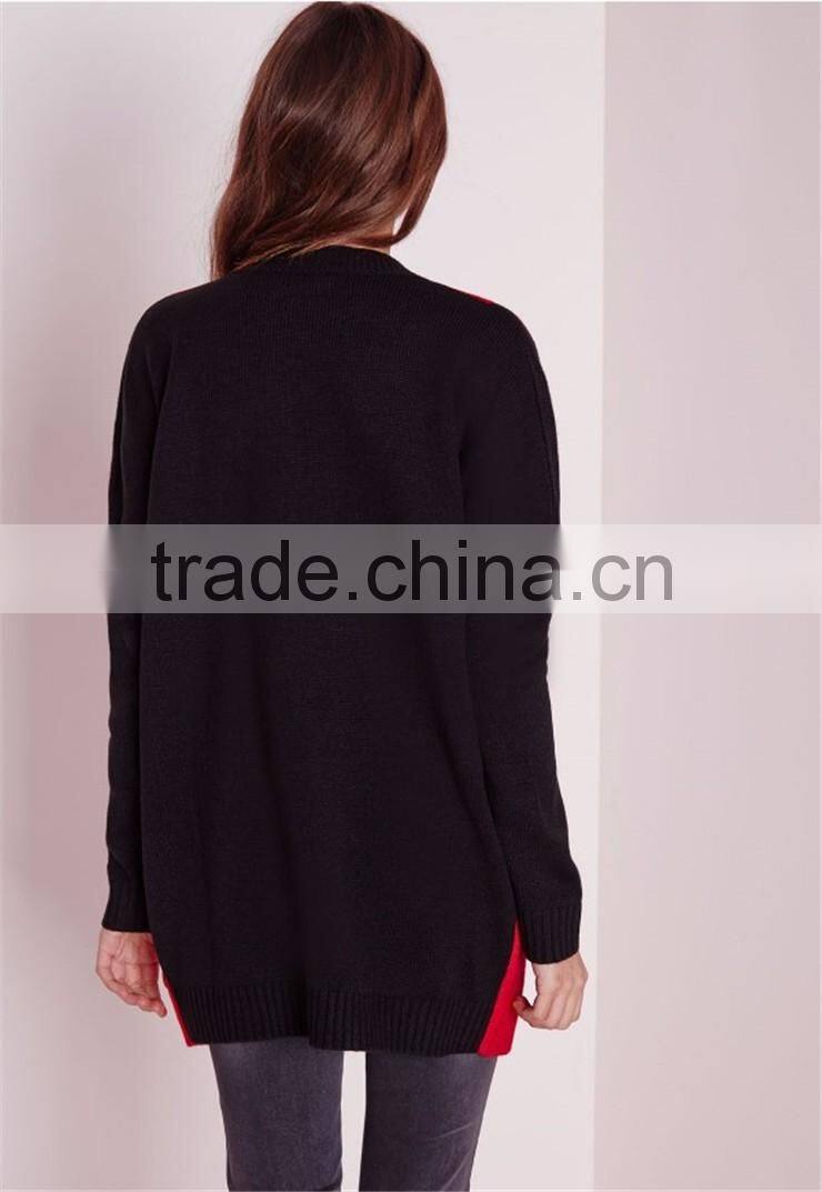 Custom Pattern Design Women Oversized Christmas Jumper Longline Sweater Knitwear Pullover Long Sleeve