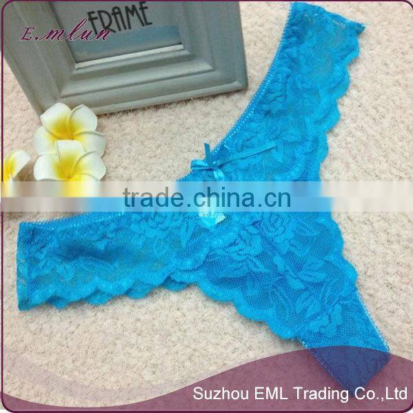 Ladies sexy transparent lace hollow out thong