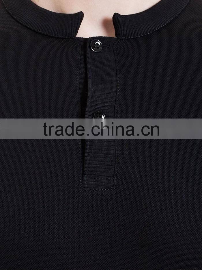 Men short sleeve black band collar plain polo shirt cusom design