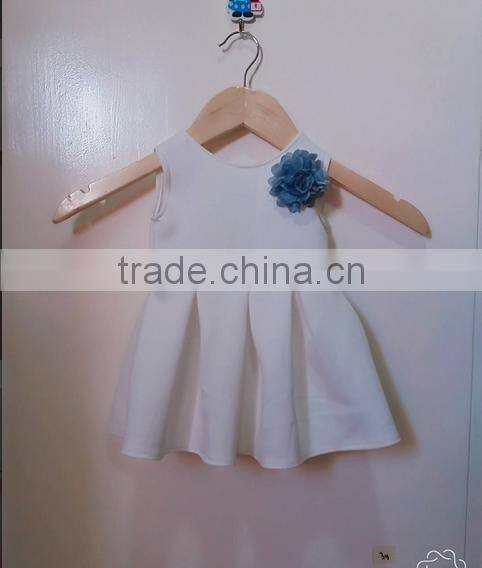 Boutique Girls Wedding Dress Party Wear Baby Soild White Cotton Dresses Wholesale Kids Clothing
