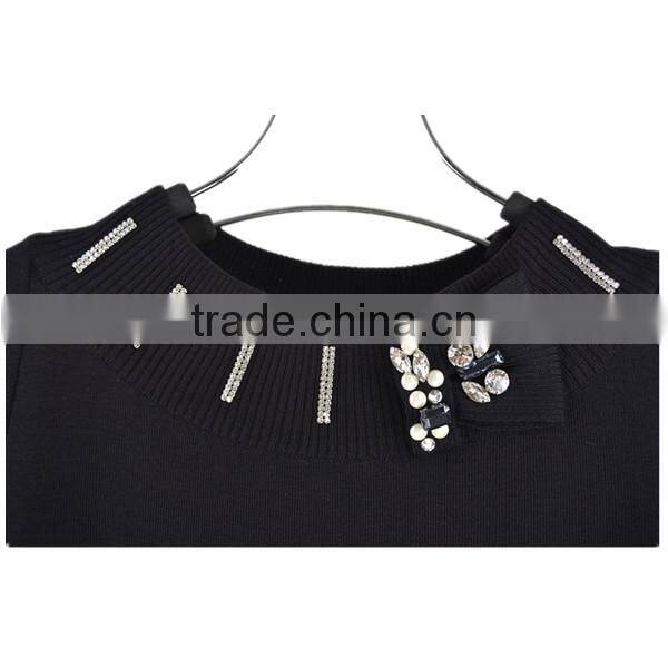 Fine knitting beading round neck chinese brand casual long dresses
