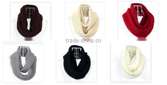 Winter Lady Warmer Knitting Loop Hood Neck Circle Cowl Wool Scarf 8016