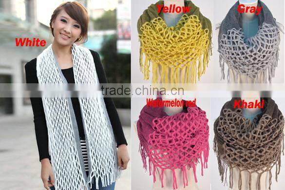 Winter warm knitting wholesale women's knit hat and scarf sets 18596