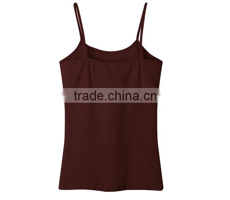 high quality various color cotton/spandex spaghetti strap women white tank top