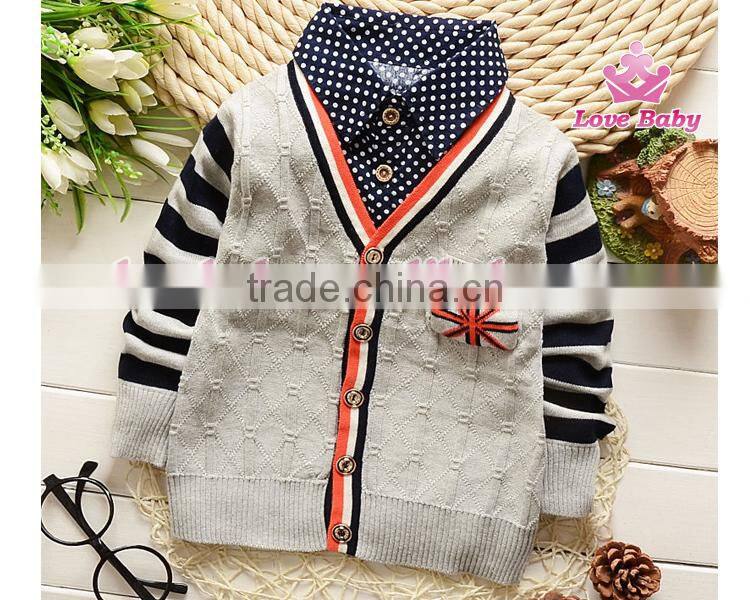 Wholesale National flag fake two pieces infant baby-boy-sweater-designs