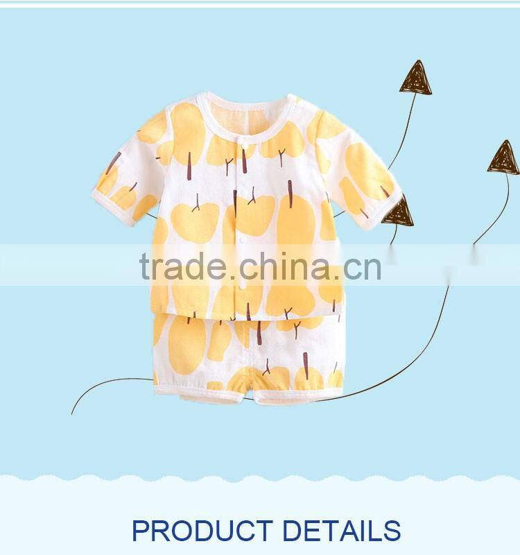 Simple style wholeasle yellow pattern baby clothing suit baby onesie custom clothes set