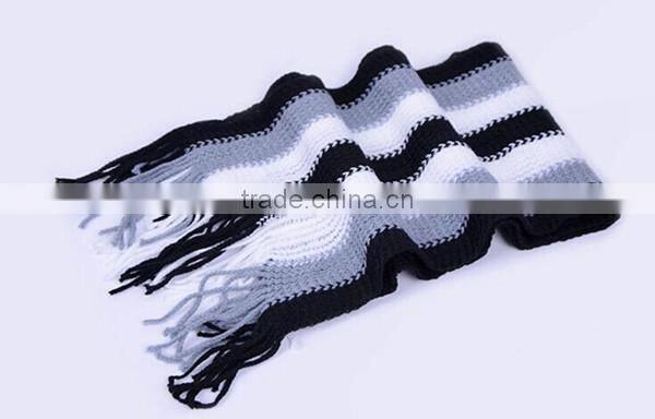 Cheap simple 6color choice stripe design spandex material knit fashion men winter cheap scarf hijab