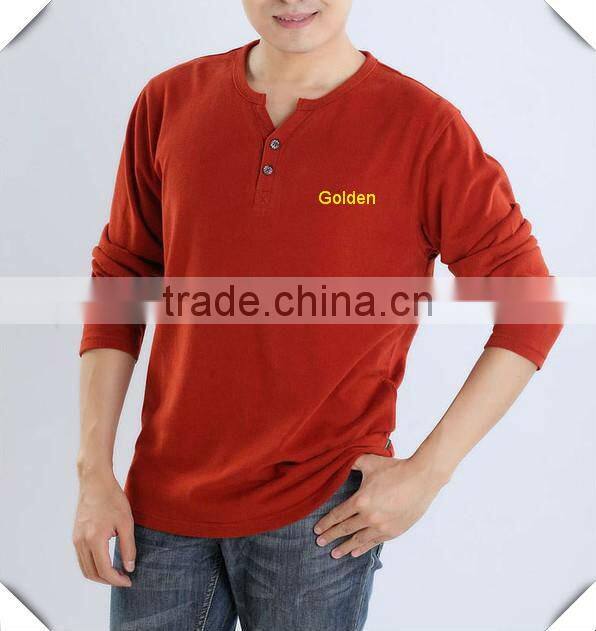 Long sleeve men's cotton emboridery tshirts 201316