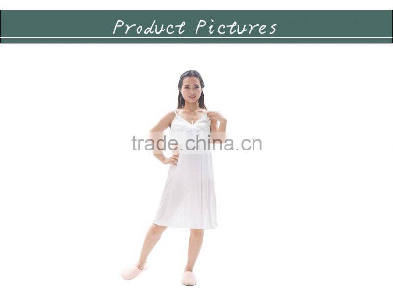 Mature Women Sexy Transparent Nighgown V-neck Dress