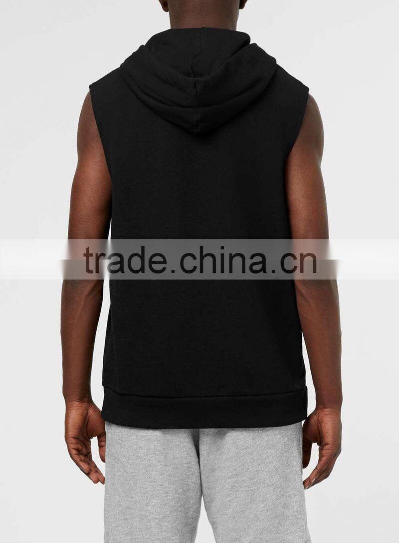 100%Cotton new arrival blank sleeveless hoodies men sleeveless hoodie 2016