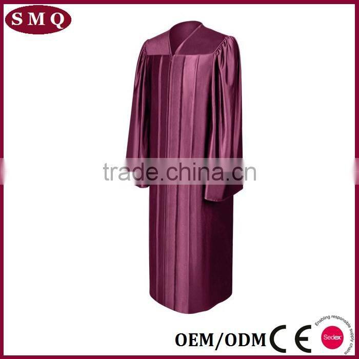 Sturdy zipper Shiny Maroon Choir Robe graduation gown