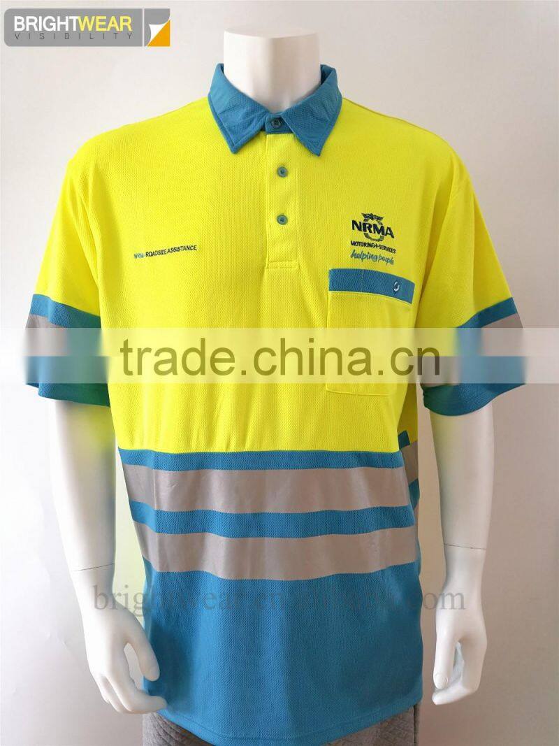 China factory lime blank safety fluorescent security protective high visibility polo shirt