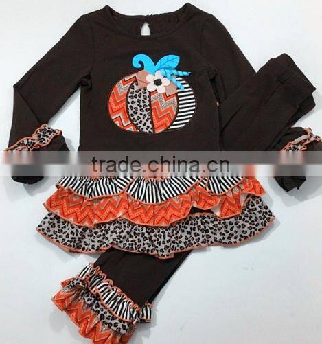 2017 new fashion baby girl Halloween triple fold embroidered outfit