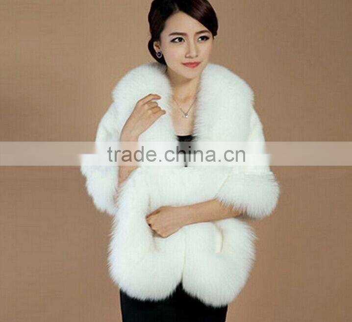 Winter lady black faux fur shawls