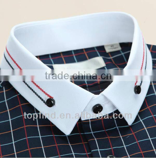Men Long Sleeve Cotton Plaids Embroidery Shirts