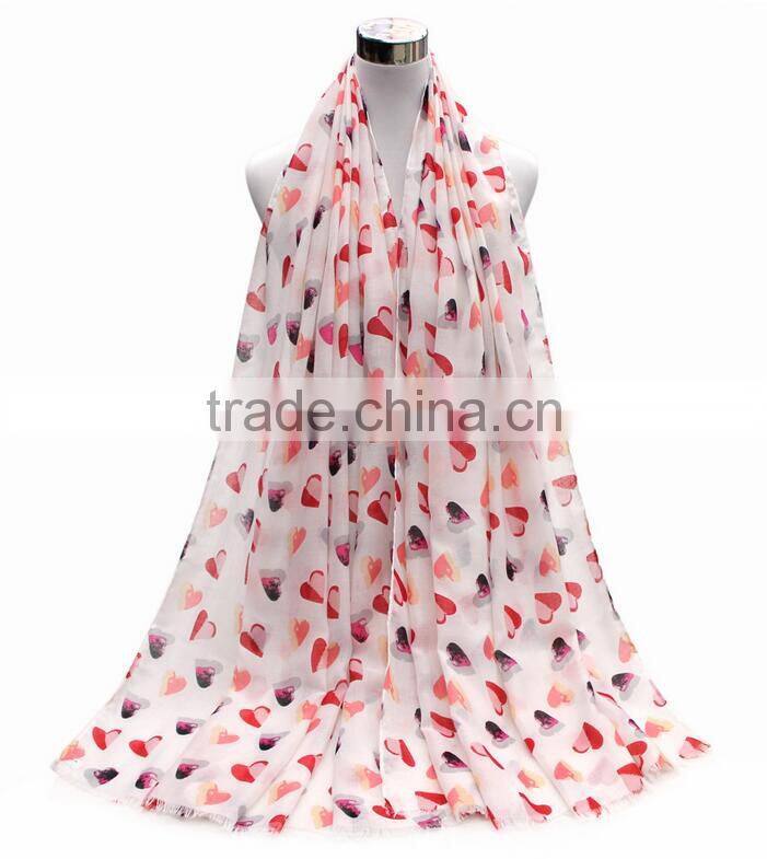 China Factory Heart Print scarf women hijab