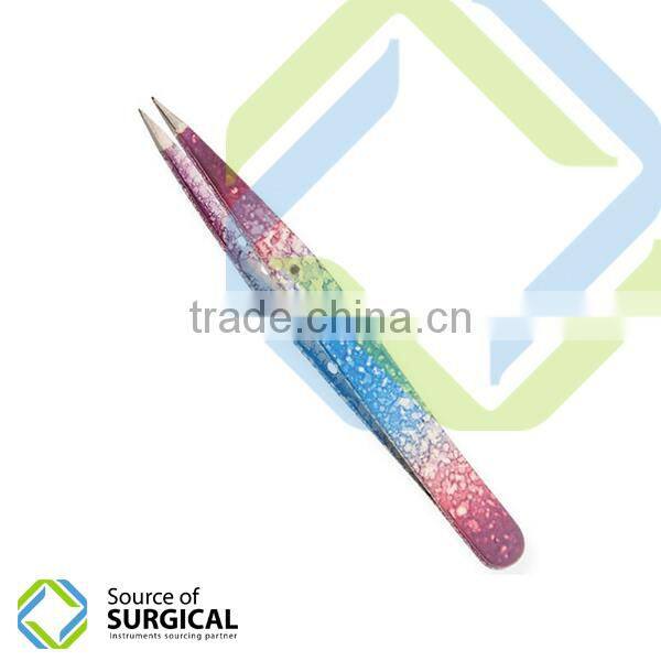 stainless steel eyebrow tweezers slanted eyebrow tweezers gold and color eyebrow tweezers B-EBT-50