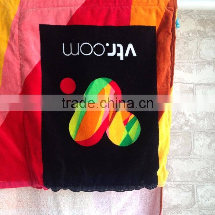 Folding beach towel bag 100% cotton custom