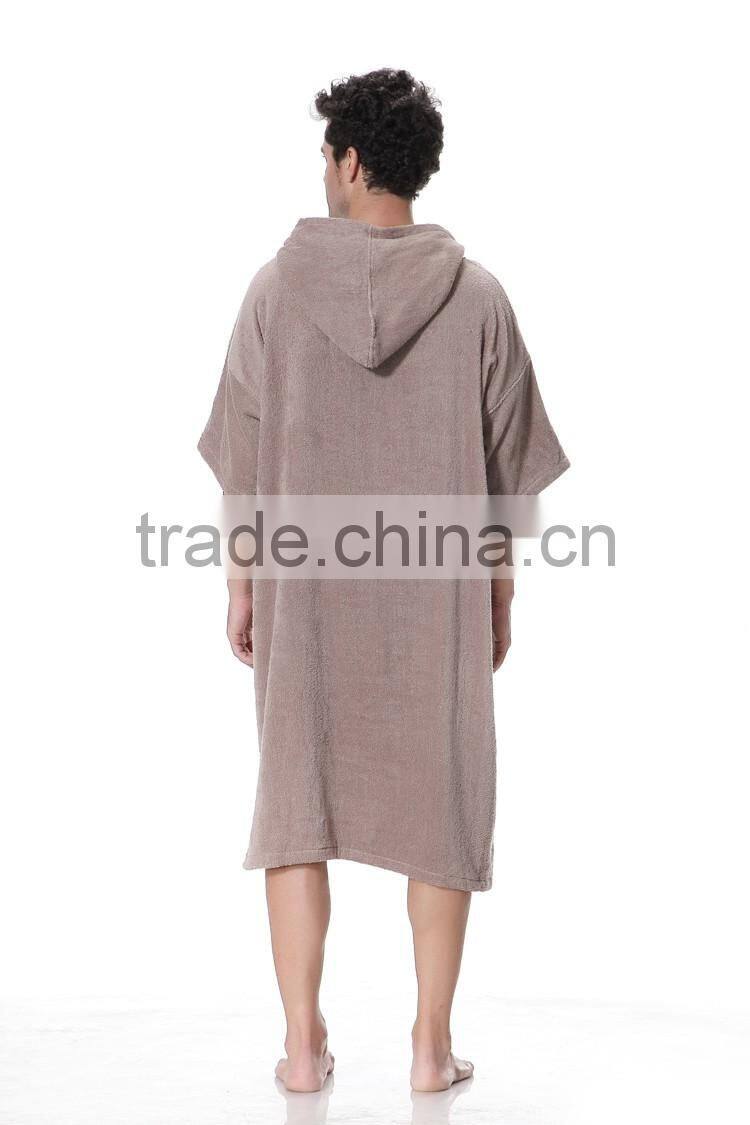 Gray poncho hooded with pocket short sleeve