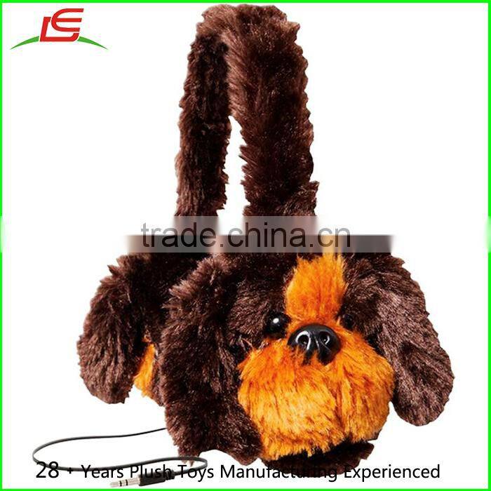 cute Head-mounted brown pet dog head set plush headset