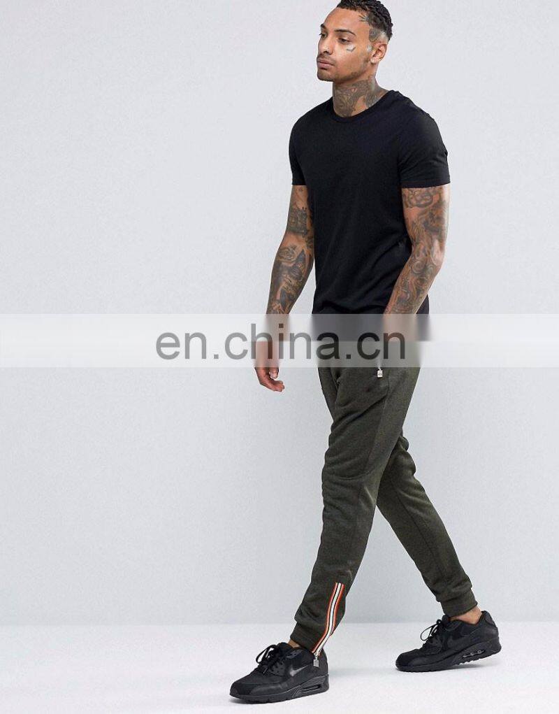 Wholesale Men Sweatpants With Zips Side Pockets Custom Skinny Fit Joggers