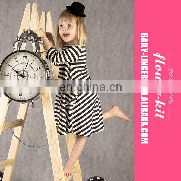 2017 New Girl Long Sleeve Cotton Casual Skirt Kids Cat Printed Party Dress