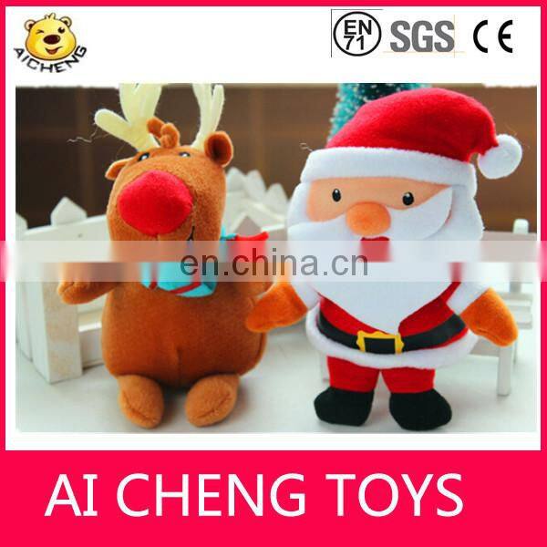 Hot sale christmas plush deer toys ,santa clause plush toys .