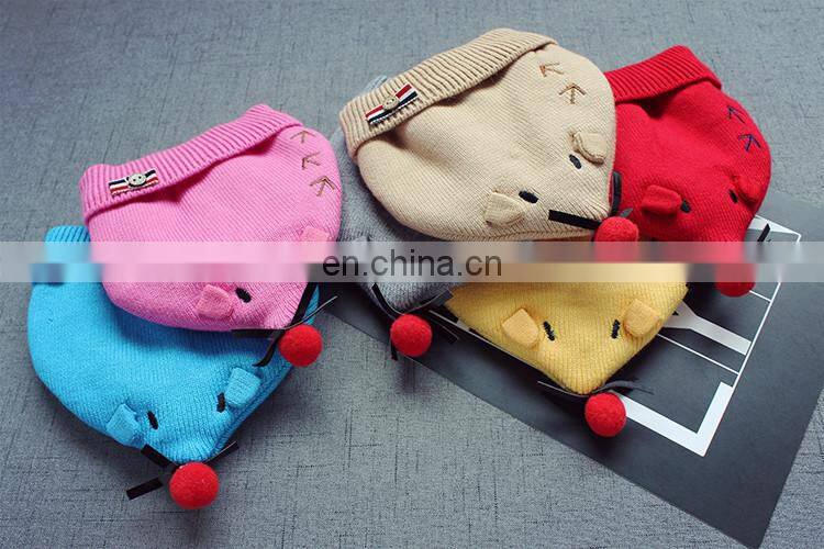 Cute new fashion baby caps woolen trendy cartoon hats