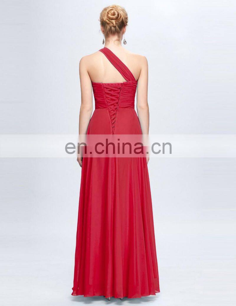 Grace Karin Hot Sale Chiffon Long Chiffon Beaded One Shoulder Evening Dress CL3120-4