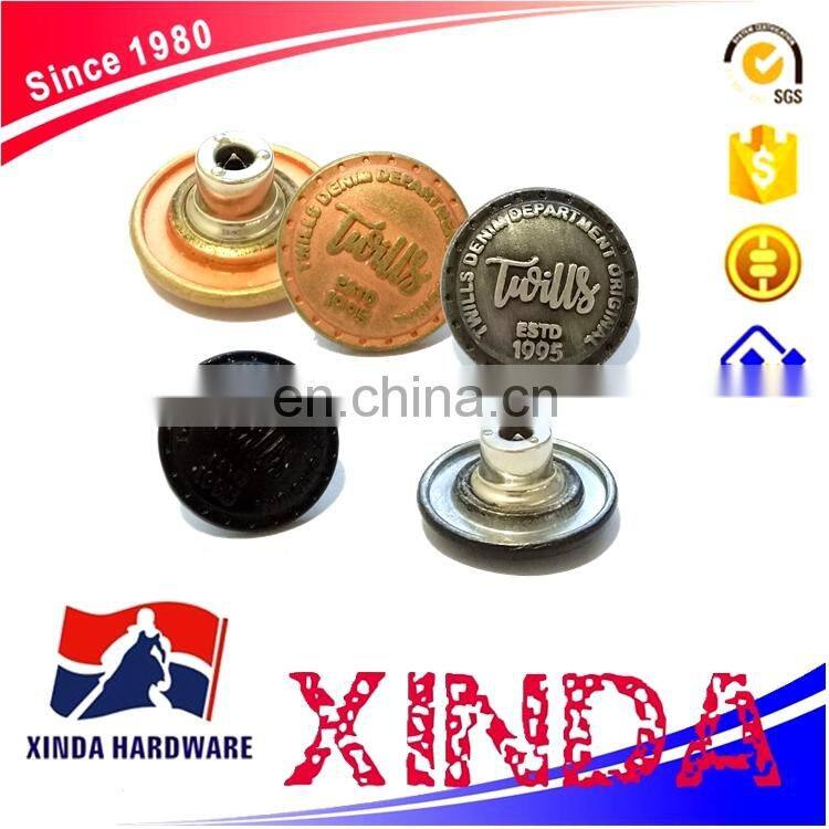High quality plating round metal jeans button for suspender trousers