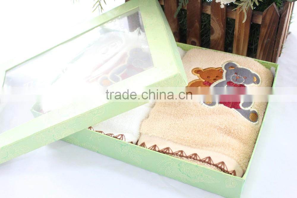 Guangdong manufactory pure cotton customized pattern bear lovely inflant/kids/child towel