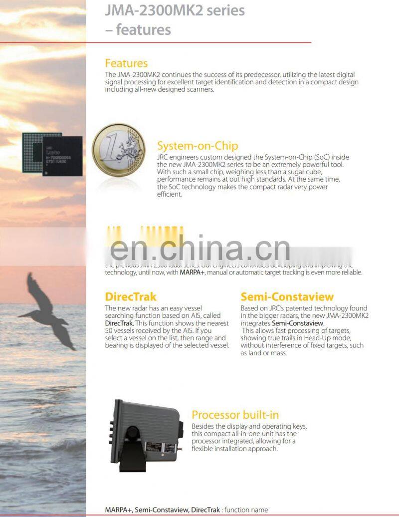 Marine electronics maritime navigation communication JRC JMA-3336 CCS MED IMO ship boat 6KW 4FT radome antenna 72NM marine radar