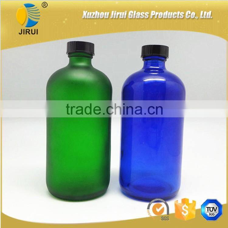 500ml Popular Round Shape Cobalt Blue Glass Boston Bottle