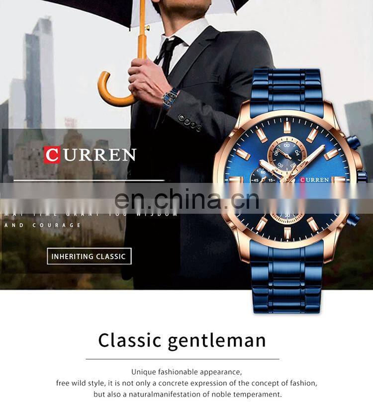 CURREN 8348 Men Stylish Big Dial Quartz Watches Stainless Steel Chronograph Calendar Business Classic Dress Mens Watch