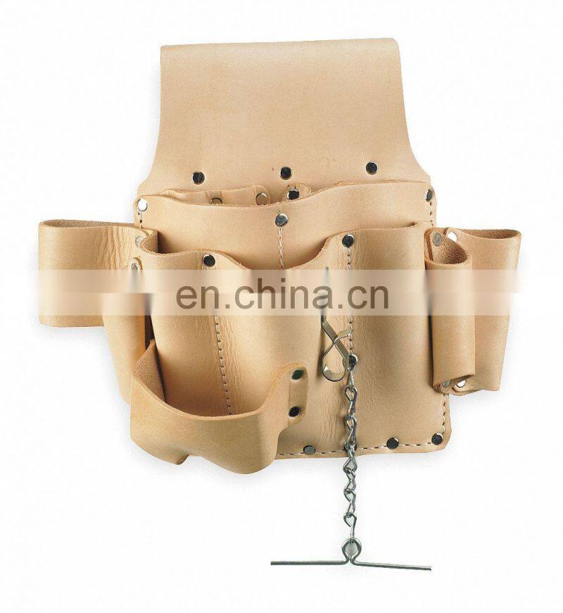 High Quality 8-Pocket Leather Electrician's Tool Pouch Bag Durable Portable Tool Belt Bag