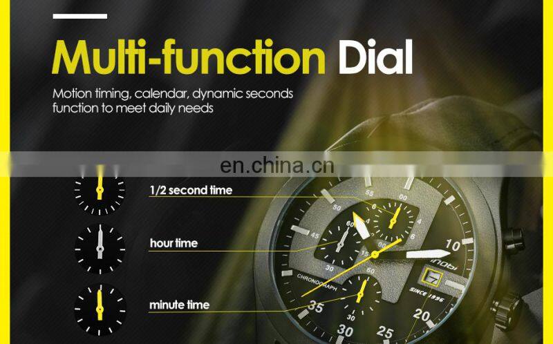 SINOBI Boys Watches Digital S9826G Small Three Dial Chronograph Watches Hand Clock Boys Date Window Business Handwatch