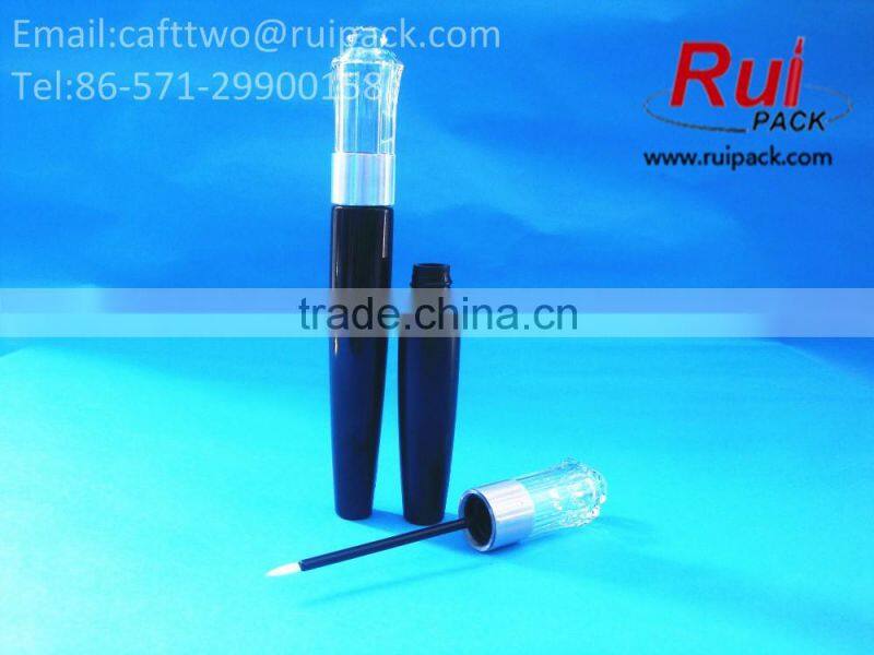 Black empty eyeliner tube with crown shaped cover, unique shape eyeliner case/container