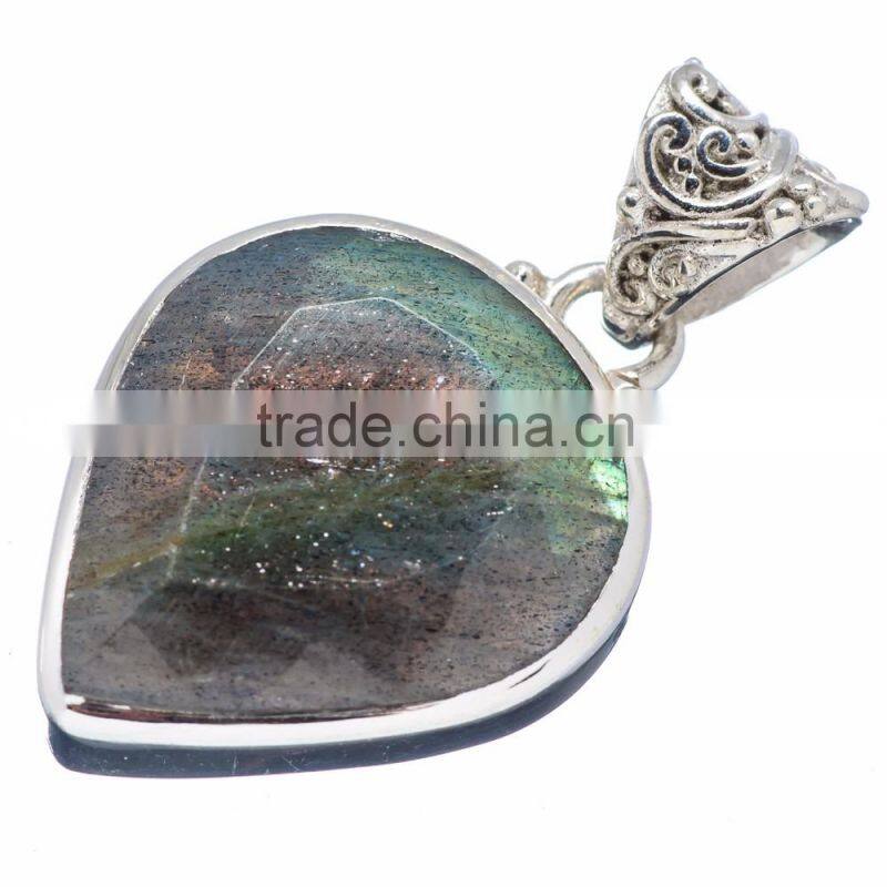 925 SOLID STERLING FINE SILVER LABRADORITE PENDANT