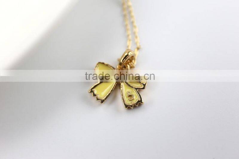 2015 factory direct sell personality latest design fashion valentine's gift bowknot pendant necklace costume jewelry necklace
