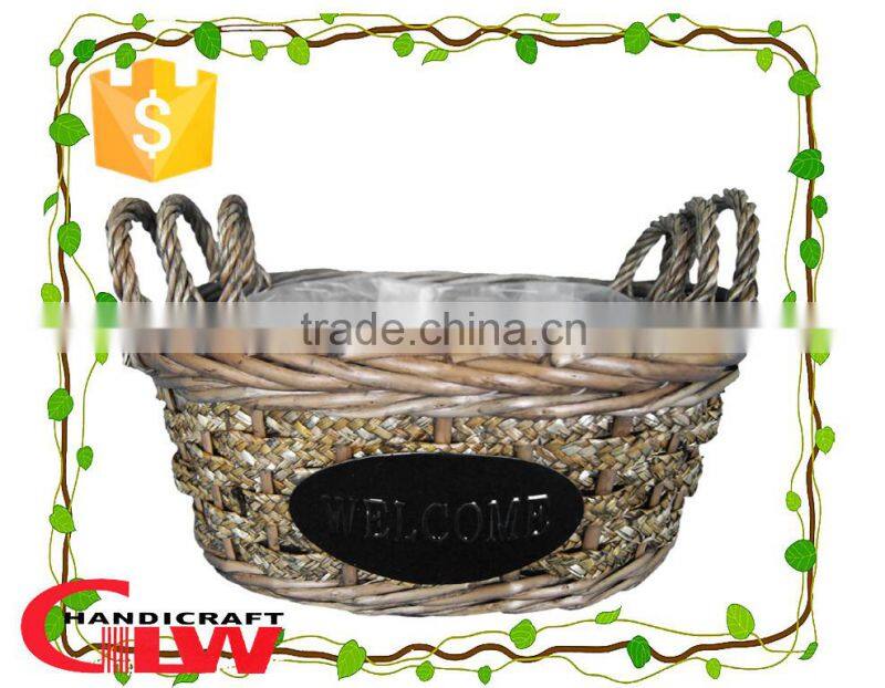 S/3 new product willow&woodchip plant pot, garden flower basket, garden furniture basket with plastic liner