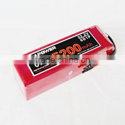 22.2V 5200mAh 60C RC helicopter high rate lipo battery 6S1P