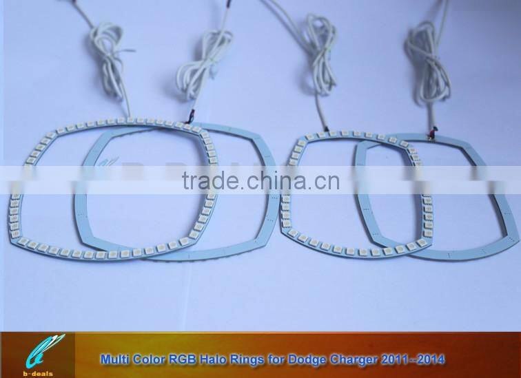 RGB Multi-Color LED Angel Eyes Halo Rings Kit For 2011-2014 Dodge Charger with Remote