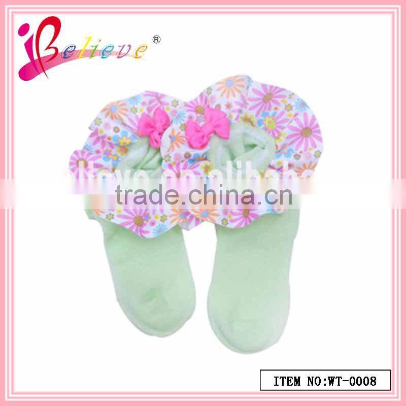 2014 Chinese factory direct wholesale floral ribbon soft baby socks (WT-0007)