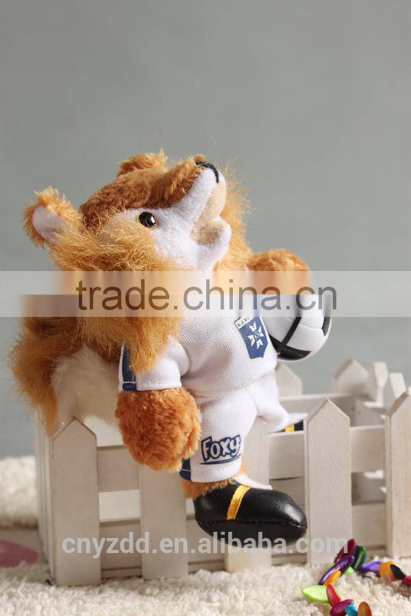 Plush Fox with Football Mascot / Stuffed Soft Mascot Toys Light Brown Standing Fox