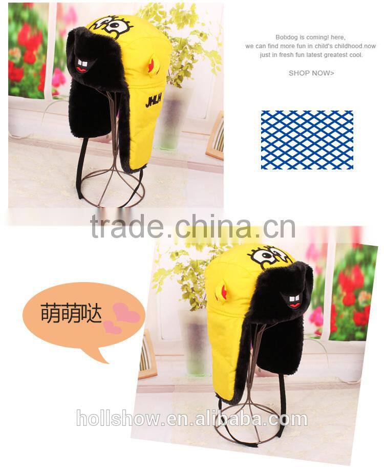 Autumn Winter New Fashion Cute Eyes Embroidery Children Kids Earflap Hat