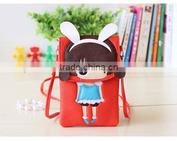 Wholesale cartoon small beauty girl mobile phone bag cell sling phone bag