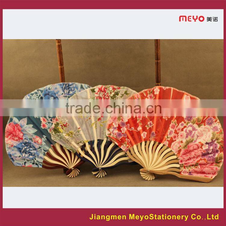 2015 Decorative Gift Customized Bamboo Round Silk Hand Fan