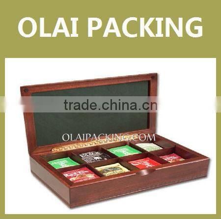 High Quality 8 Slots Wooden Tea Bag Storage Box