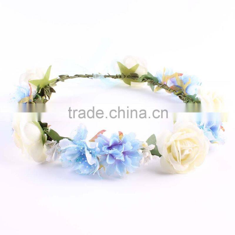 High quality flower Headband Toddler summer crown flower Headband bride flower headband wh-1757