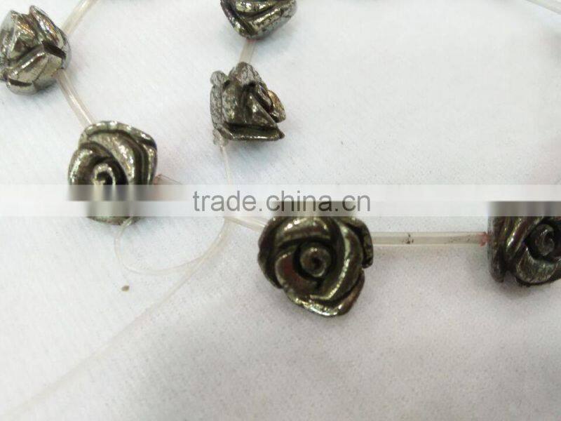 Competitive price of rose carving pyrite for necklace factory made